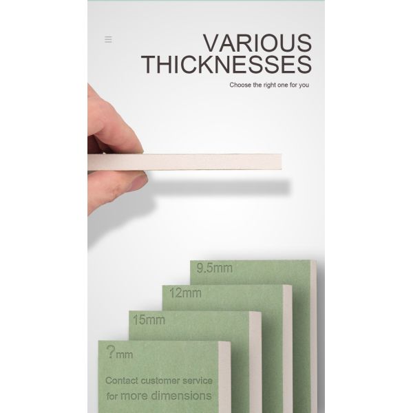 Placa de yeso impermeable de 12 mm 1220x2440 mm para paredes interiores