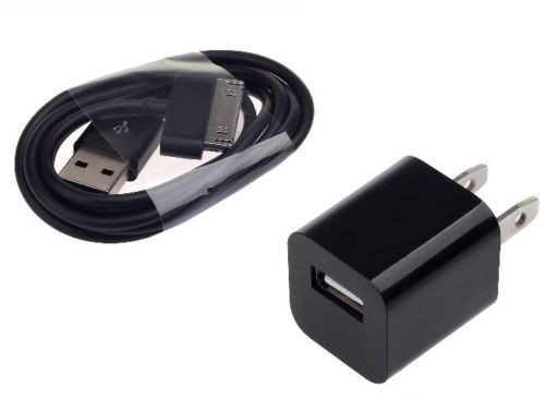 AC Wall Charger Adapter with iphone 4 Data Sync Cable for G 4S 3GS 3G iPod Touch black