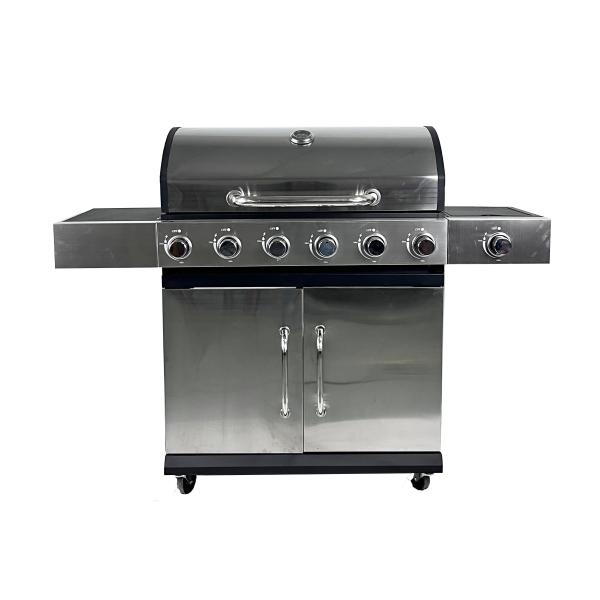 High Pressure Protection Device 6 Burner Gas BBQ Grill with Side Burner Table Cabinet