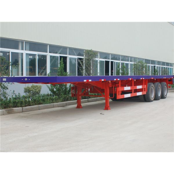 Container Loading 4 Axle Semi Trailer , 50 Tons 60 Ton 45 Ft / 40 Foot Flatbed Trailer