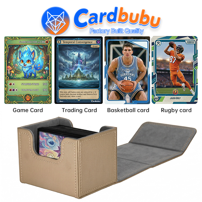 Magnetic Lid Pokemon Bulk Storage 3.46in PU Leather Playing Card Storage Box