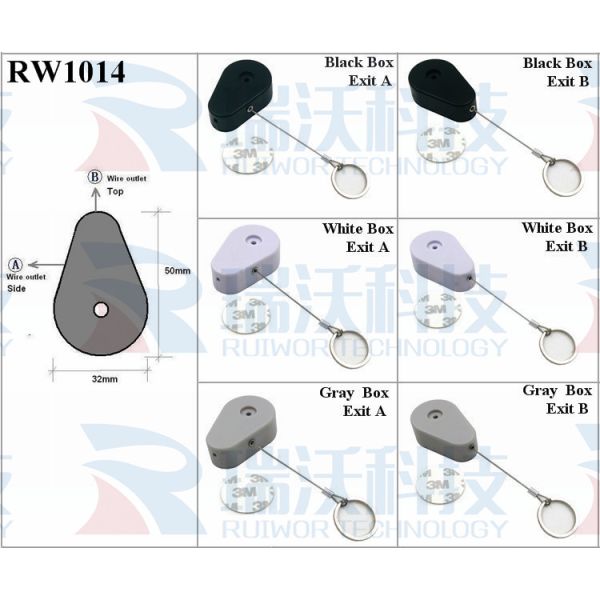 RW1014 Drop-Shaped Retractable Security Tether Plus With Demountable Key Ring For Retail Store Anti Theft Display