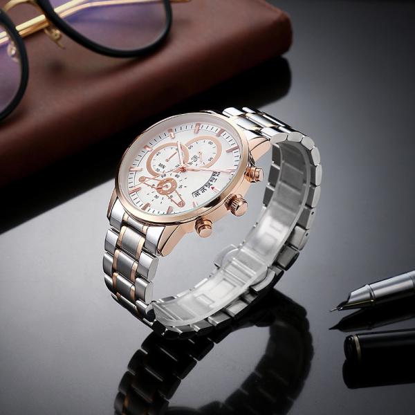 Gents Mens Quartz Watch with Stainless Steel Solid Band