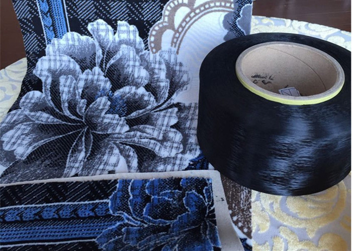 75D / 36F Dope Dyed Black Polyester Spun Yarn SD Mexico Market For Woven Label
