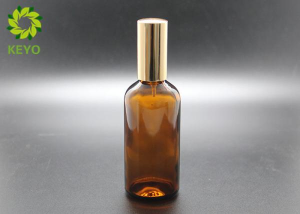 1Oz Glass Empty Foundation Bottle With Gold Aluminum Cap In Amber Color