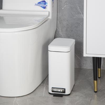 Caixa de lixo de pé de aço inoxidável 5L Rectangular com tampa suave e fechada