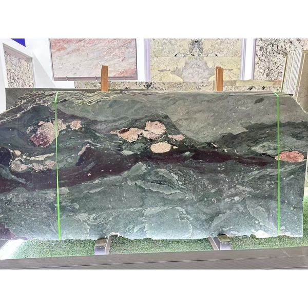 Cambodia Honed Green Rectangular Marble Dining Table Kitchen Table Marble Top