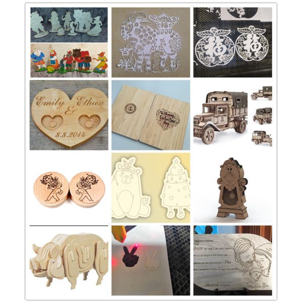 PVC Plywood Acrylic CO2 Laser Cutting Machine PU Jeans Denim Four Head