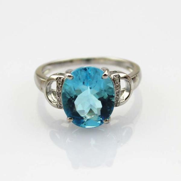 Fashion Jewelry 925 Silver 9mmx11mm Oval Amethyst Gemstone Ring with Cubic Zircon  (R260)