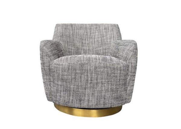 High Density Sponge Padded Fabric Swivel Chair Grey Swivel Chair Metal Plinth
