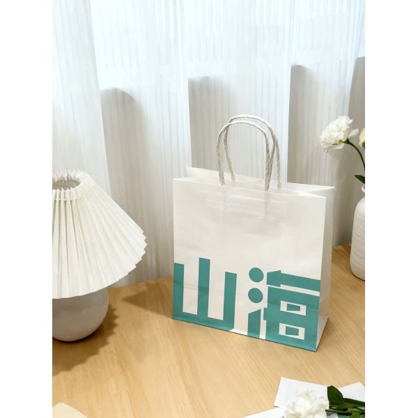 Custom Recyclable Disposable Kraft Paper Twisted Handle  Bag Printing Take Away Bag