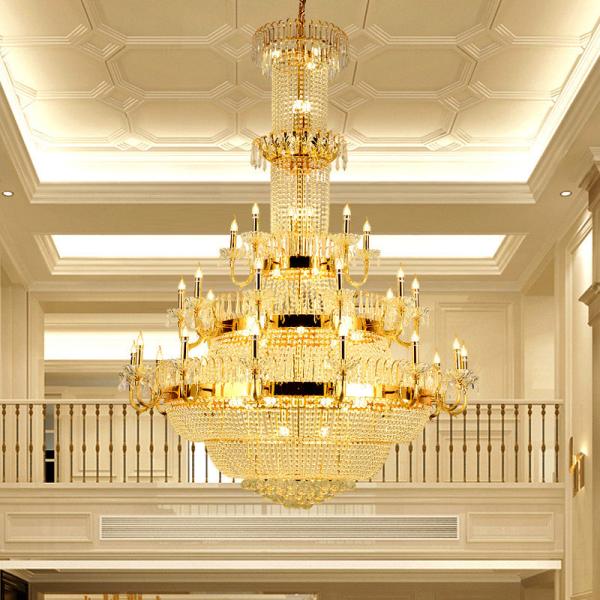 JYLIGHTING Extra Rectangle Gold Custom Contemporary Large Indoor Decoration Project Pendant Light Fixture Hotel Villa Modern Led Chandelier Crystal Pendant Light