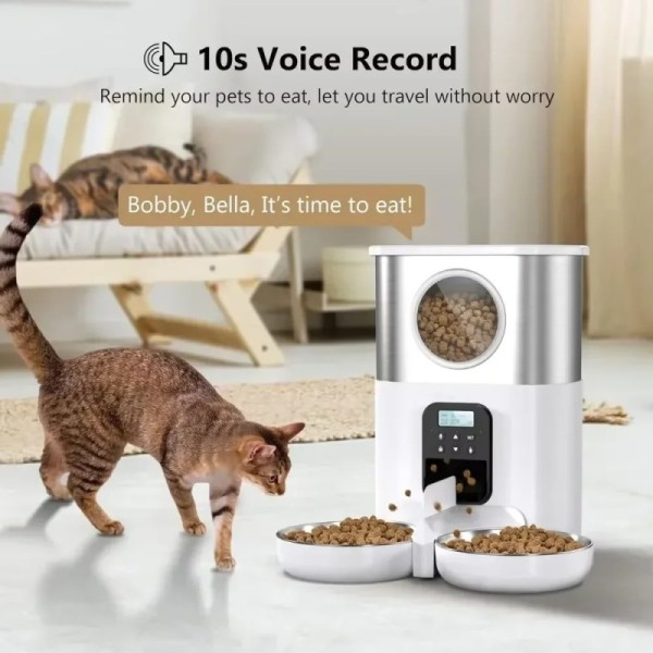 5L Smart Pet Feeder With LCD Display Dual Bowls Intelligent Pet Feeding Machine