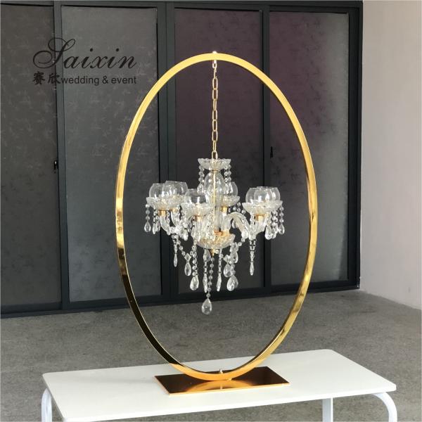 ZT-407V decoração de eventos por atacado apoio oval cristal candelabro centerpieces