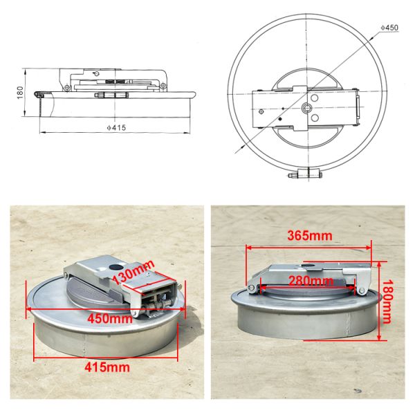 Tapa de tanque de combustible de 16 pulgadas para camión, tapa de boca de acceso de cisterna de aceite, construcción duradera