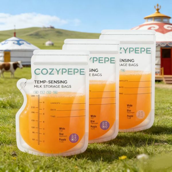 BPA-Free Leak-Proof Double Graduated Zipper Disposable Refrigerable Food Grade PE Stand Pouch Gravure Printed Milk Storage Bag