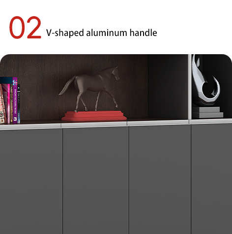 Large Office Back Cabinet With Aluminum Alloy Edging Design, Book Display, Independent Office Back Cabinet