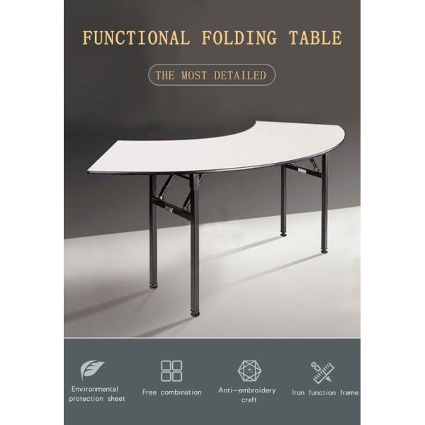 A madeira compensada Crescent Banquet Folding Table And preside 6ft de canto arcados 8 Ft