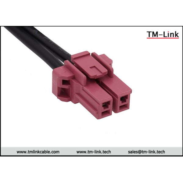 AMP 4.96mm pitch 2P housing connector 18AWG Black PVC Jacket power cable assemblies