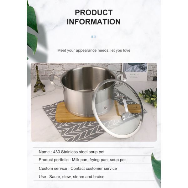 1.65kg Cookware Set Kitchen Pots and Pans Stainless Steel Cook Wear with Glass Cover