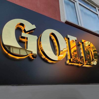 Logotipo comercial personalizado ao ar livre Publicidade Tabuleiro acrílico 3D Sinalização retroiluminada de metal