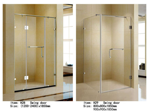 Double Swing / Folding Shower Door Enclosures Polished Aluminum Rectangle Frame