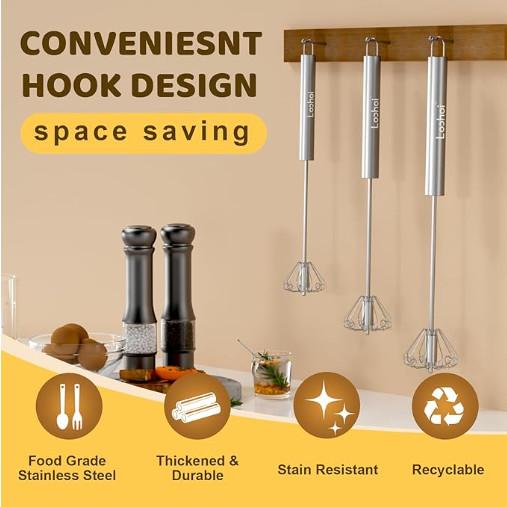 Stainless steel semi-automatic egg beater，multifunctional cooking tool
