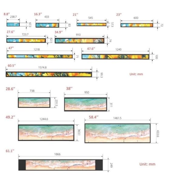 Metro Wide Stretched Touch Screen LCD Shelf Display