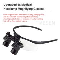 Oental Medical Oral Corner 5X Magnifier Dental Loupes Headlight Wireless Portable Dental Surgical Loupes With Head Light Lamp