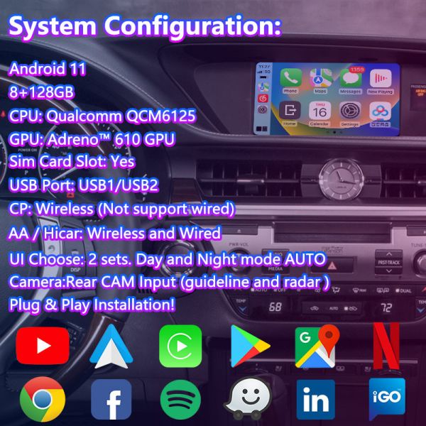 Lsailt CP AA Android мультимедийный интерфейс для 2012-2018 Lexus ES250 ES300H ES350 ES200 ES
