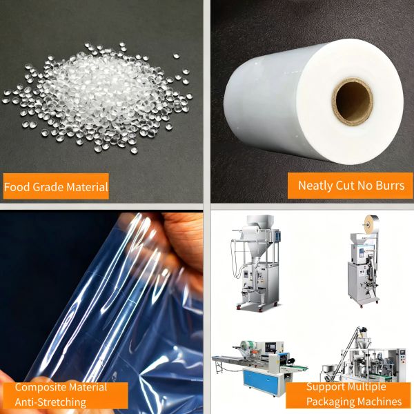 Custom Laminated LDPE Rollstock Film | Food Grade High Barrier Packaging Film for Automatic Sauce & Powder Vertical Packing Machine