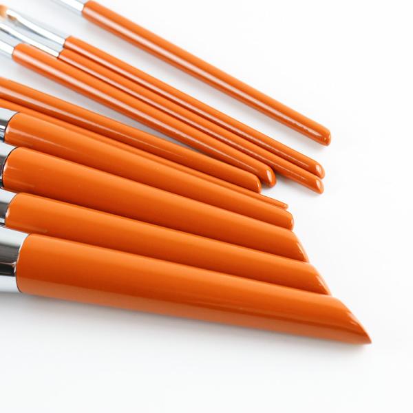 Dark Orange Aluminum Ferrule Cosmetic Makeup Brush Fluffy Soft Synthetic Bristles