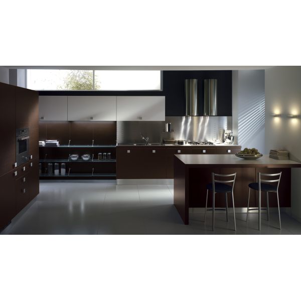 Brown Custom Design Modern Kitchen Cabinet Doors Pressed By Matte Pvc Film