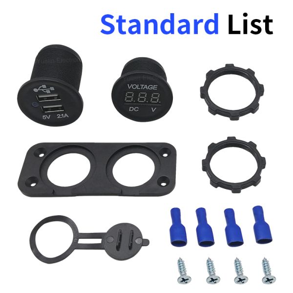 2 In 1 12V -24V Car / Motorcycle USB Charger Dual Usb Port Morfayer