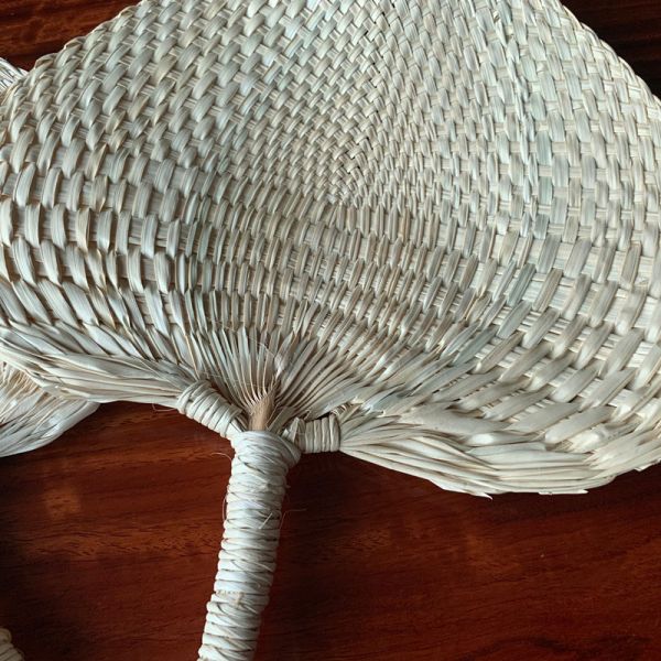 Y-Z Small cattail leaf fan woven vintage summer paddle wood hand held fans supplies home decor