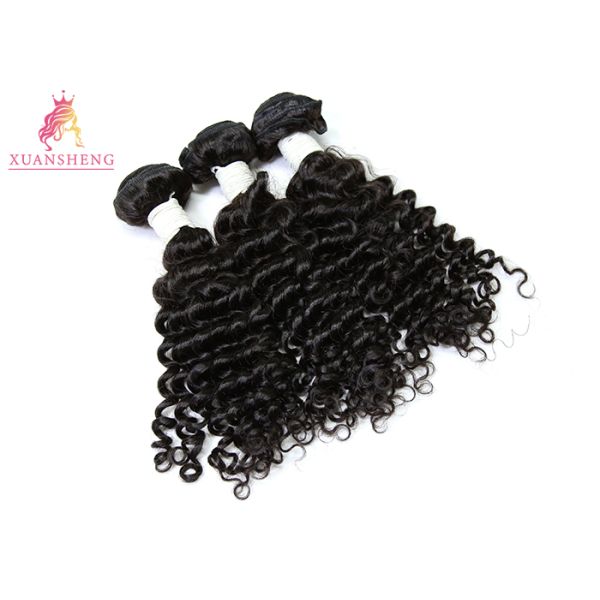 Black Peruvian Human Hair Bundles Deep Wave Double Drawn Free Style