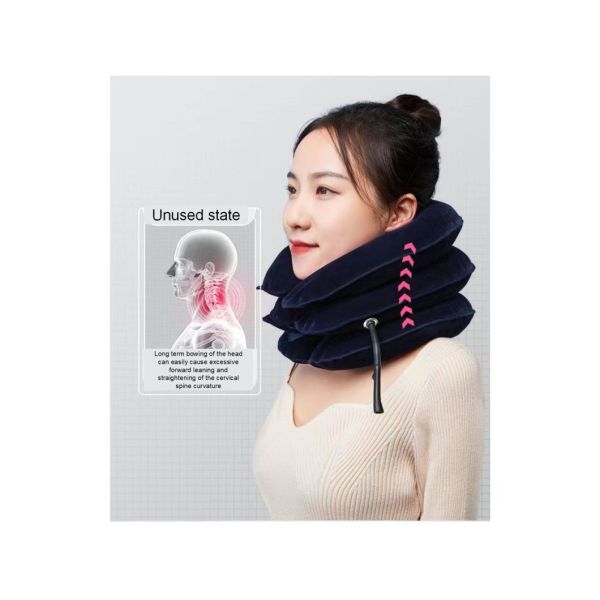 Portable Full Velvet Adjustable Neck Collar Pillow Brace for Neck Cervical Traction