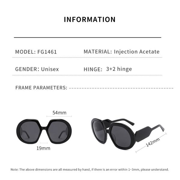 Polarized Distinctive Women Men Acetate Frame Sunglasses Metal Frame TAC Lens