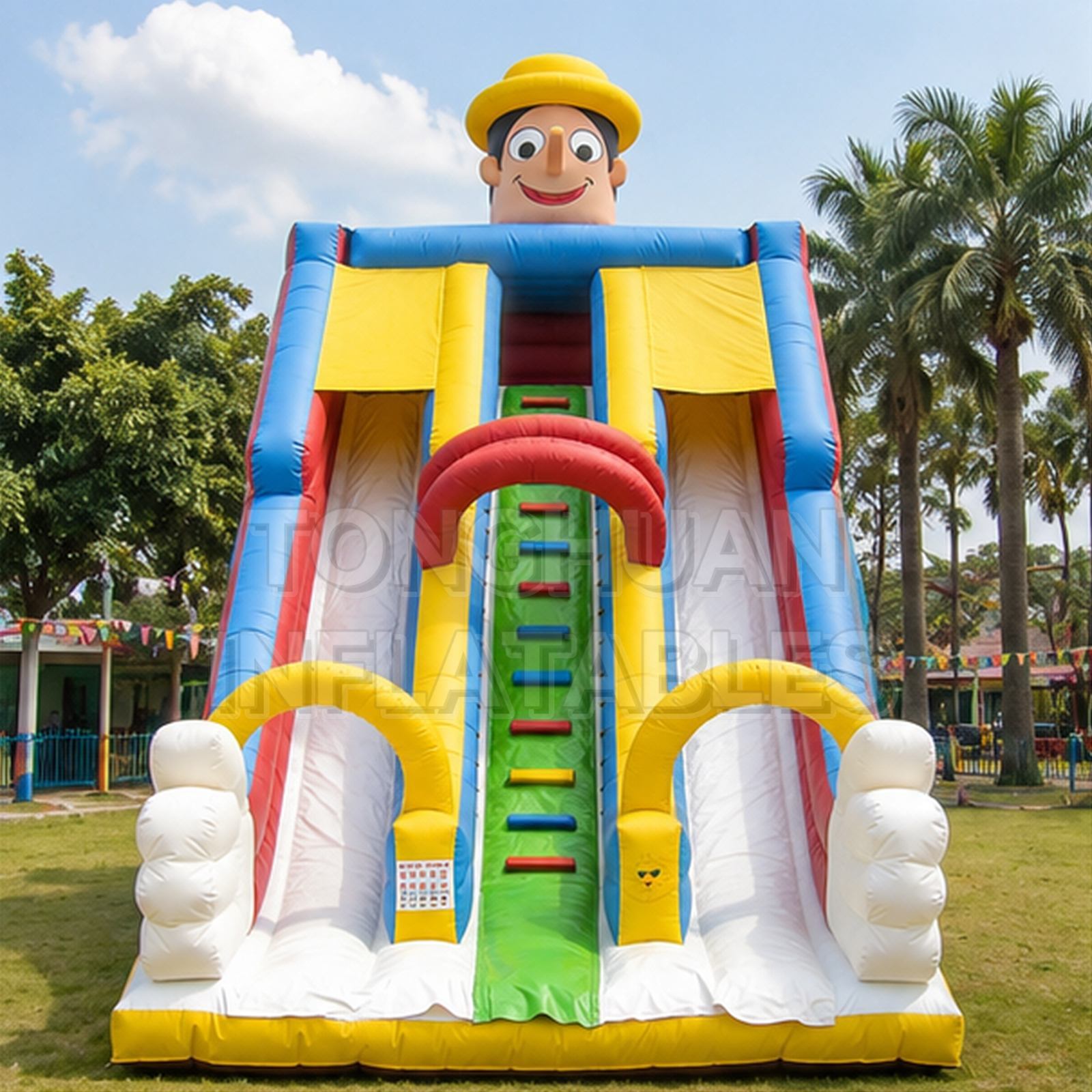 Custom Puppet Theme Inflatable Double Lane Slide for Commercial Rental and Family Entertainment