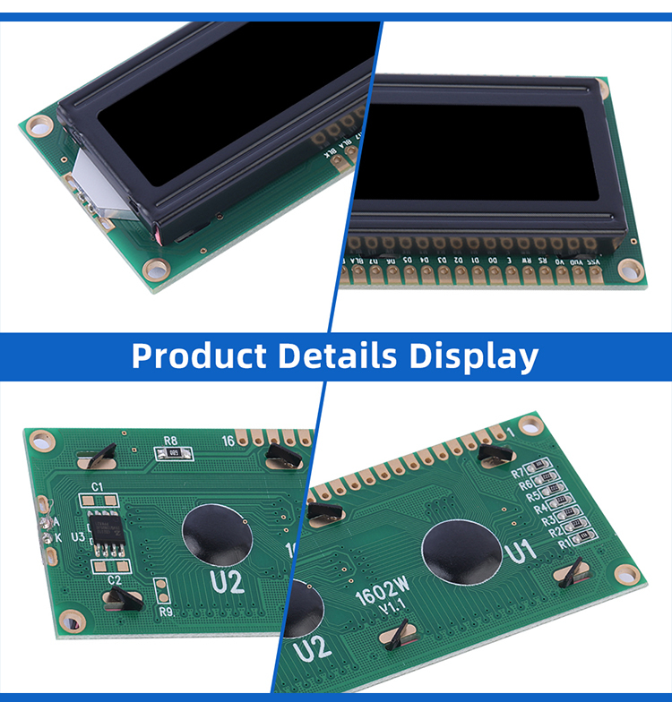 Russian BTN Black Film 1602W 3.3V Character LCD Screen 1602 ST7066U LCM 16*2 Module