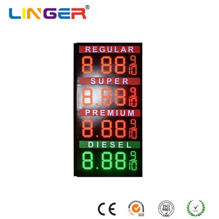 Ultra Bright Digital Gas Price Sign 16 Inch Gas Price Display Red For Day And Night Visibility