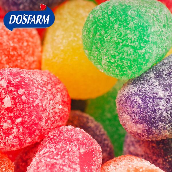 Sabores agudos de frutas deliciosas gomas coloridas doces 0 gordura vitamina C fabricante de gomas doces