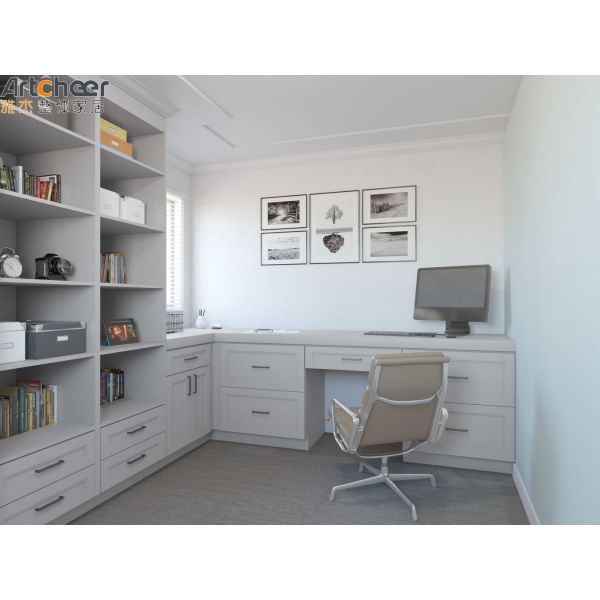 Modern White Shaker Kitchen Cabinets With Laminated Half Bullnose Countertop Edging