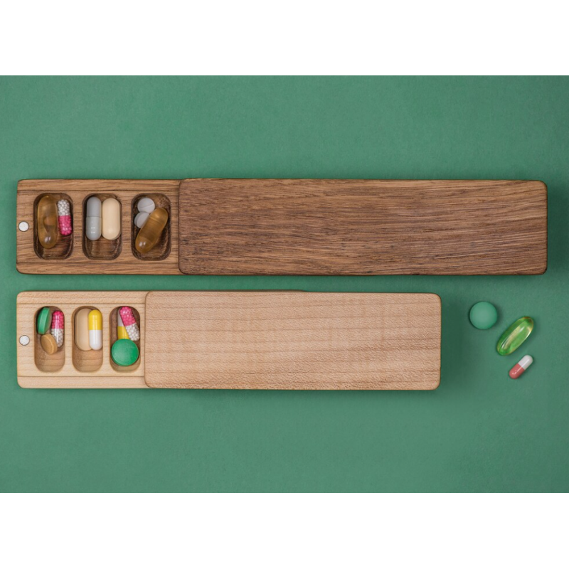 Mini Wooden Box Portable Medicine Container 7 Day Pill Case Organizer Nature Ornament