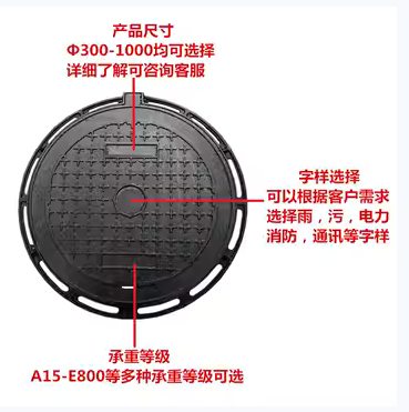 D400 EN124 Standard 700x700x100mm Round Ductile Iron Manhole Cover for Heavy Duty Urban Roads