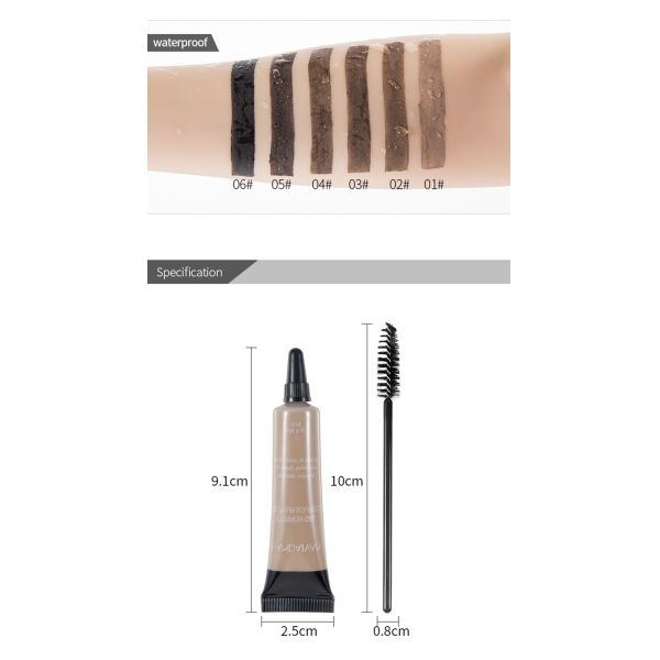 Водоустойчивая жидкостная сливк брови с гелем брови краски макияжа щетки продолжительным