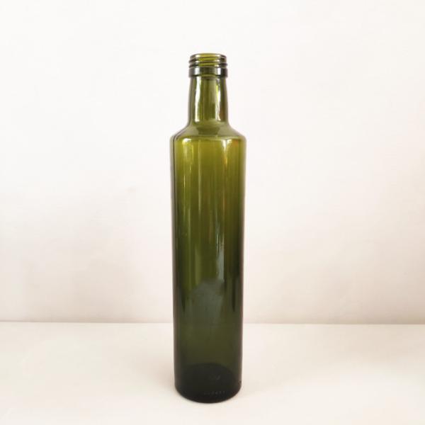 Hot Stamping Clear Round Dark Green Glass Bottle 250ml 500ml for Cooking Olive Oil