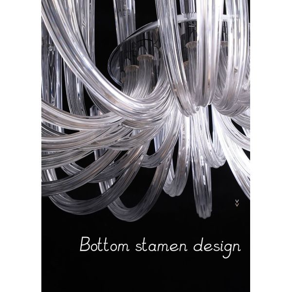 Post Modern Light Luxury Flower Glass LED Pendant Light Living Room Dining Room Bedroom Chandelier