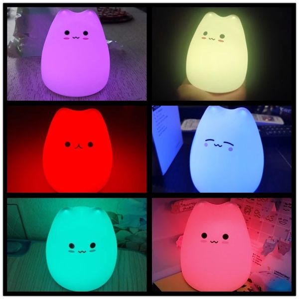 7 Colors Eco Friendly 0.3W Silicone LED Night Light For Christmas Gifts