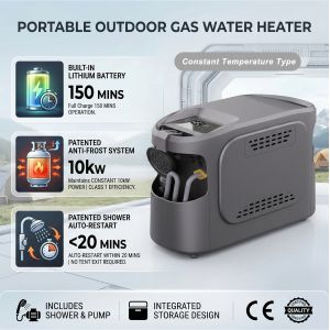 6L Camping Gas Hot Water Shower Eco Friendly Tankless Outdoor Shower Heater Propane